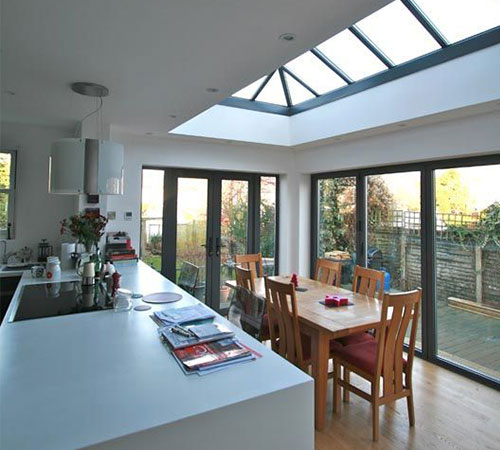 conservatory with sky line window